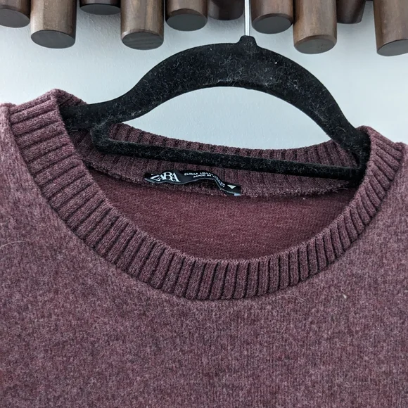 Zara Burgundy Cotton Blend Knit Sweater - NWOT - Picture 6 of 7